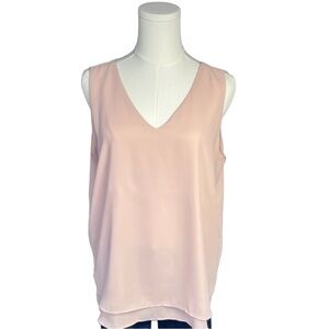 Ann Taylor Soft Blush Pink V-Neck Sleeveless Tank